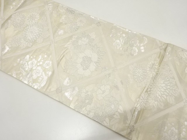 JAPANESE KIMONO / FUKURO OBI / WOVEN ROUNDEL FLOWER CREST 